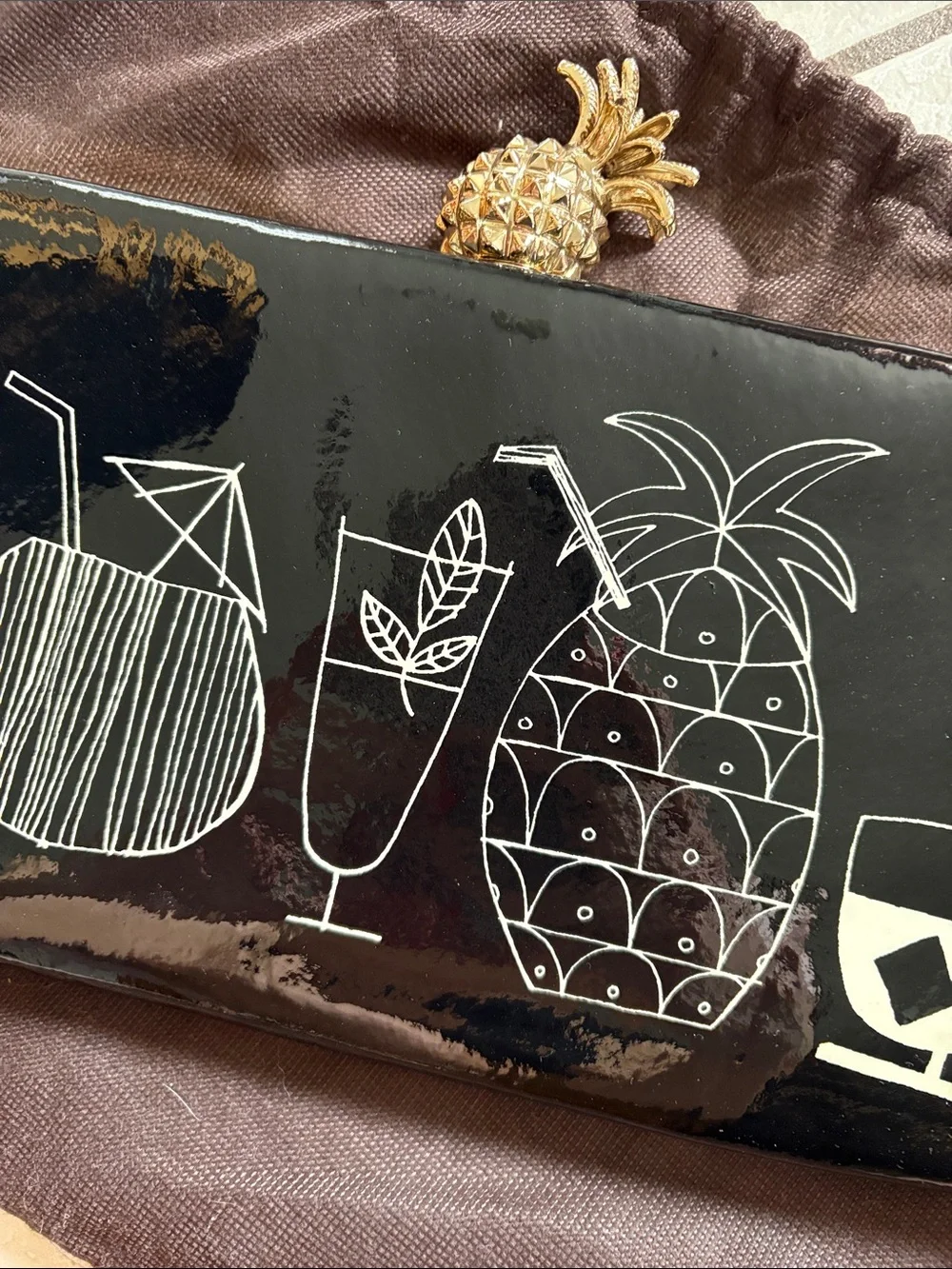 Vintage kate spade Tiki Bar Cocktail clutch with pineapple clasp